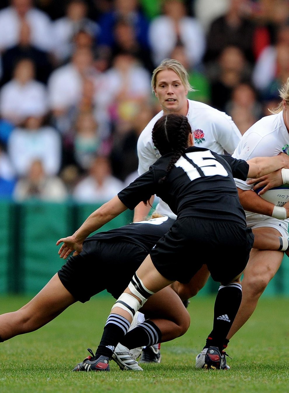 Catherine Spencer, right, during the 2010 Rugby World Cup (PA Images)