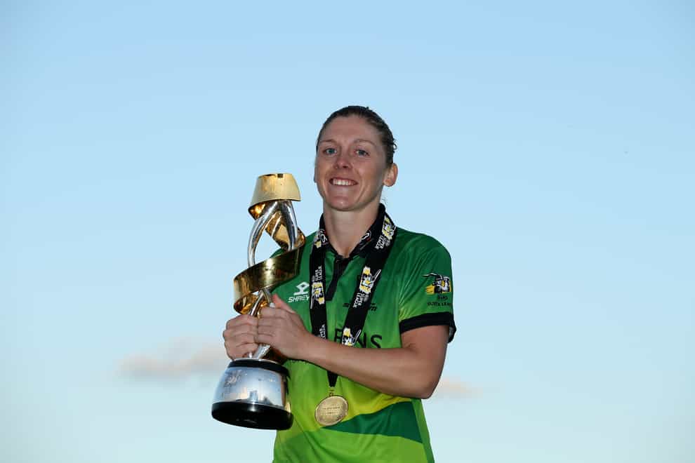 Heather Knight celebrates guiding Western Storm to the final Kia Super League title (PA Images)
