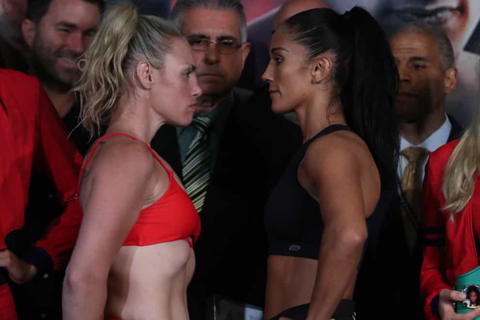 Heather Hardy and Amanda Serrano before their clash (PA Images)