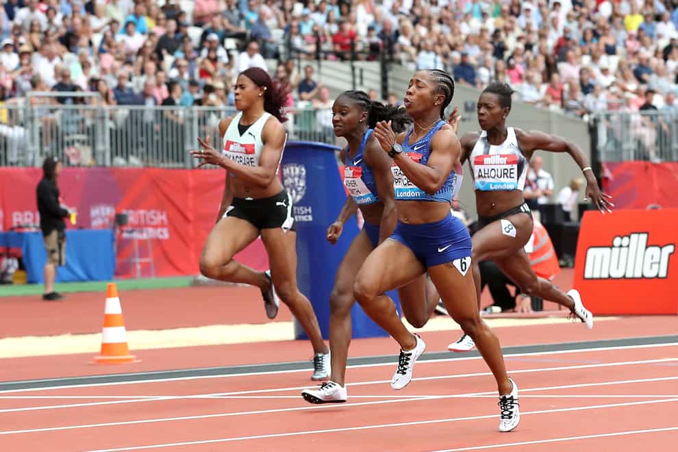 Shelly-Ann Fraser-Pryce beating Dina Asher-Smith in the 100m at the Diamond League meet in London (PA Images)