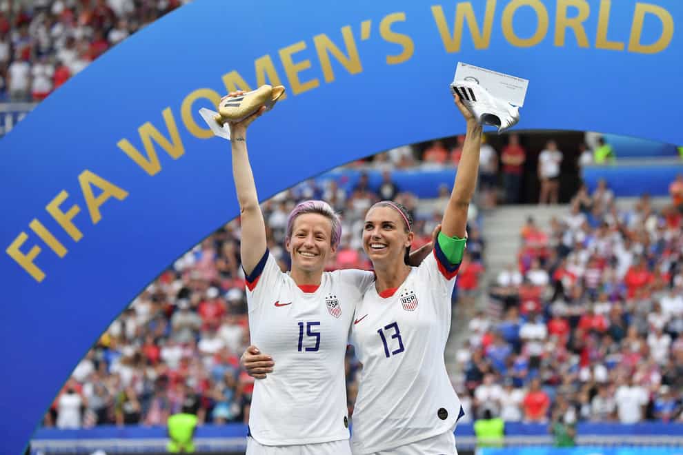 Megan Rapinoe won the Golden Ball for best player at the Women's World Cup, while Alex Morgan picked up the Golden Boot for most goals (PA Images)