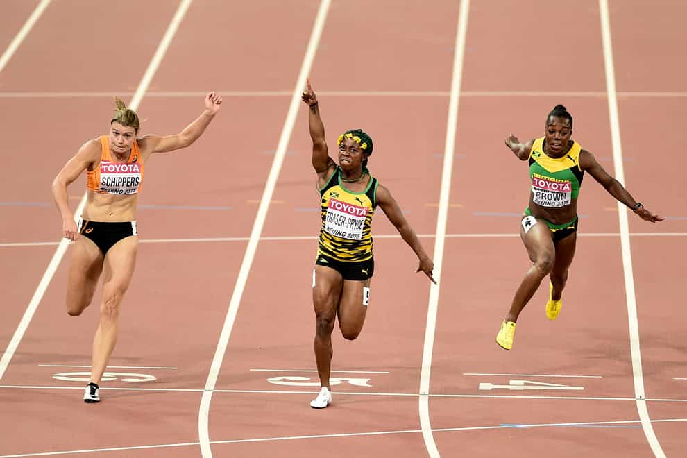 Shelly-Ann Fraser-Pryce winning the 100m title at the Beijing World Championships (PA Images)