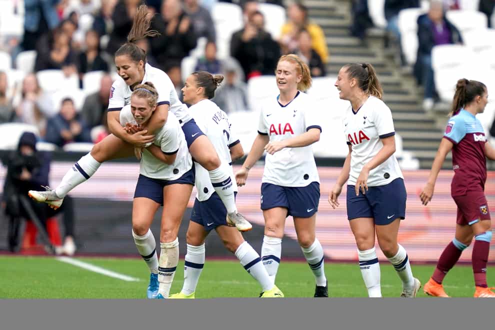Rianna Dean celebrates as she scores the first goal in the London derby (PA Images)