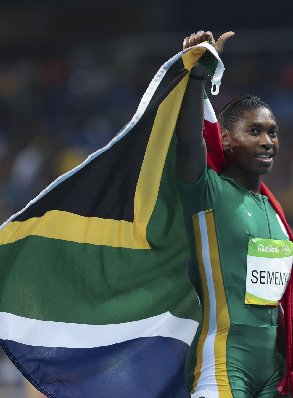 Caster Semenya after winning her second Olympic 800m gold medal (PA Images)
