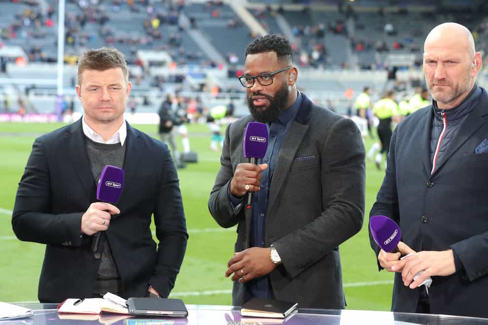 Ugo Monye, middle, has commentated on the Premiership since his retirement in 2015 (PA Images)