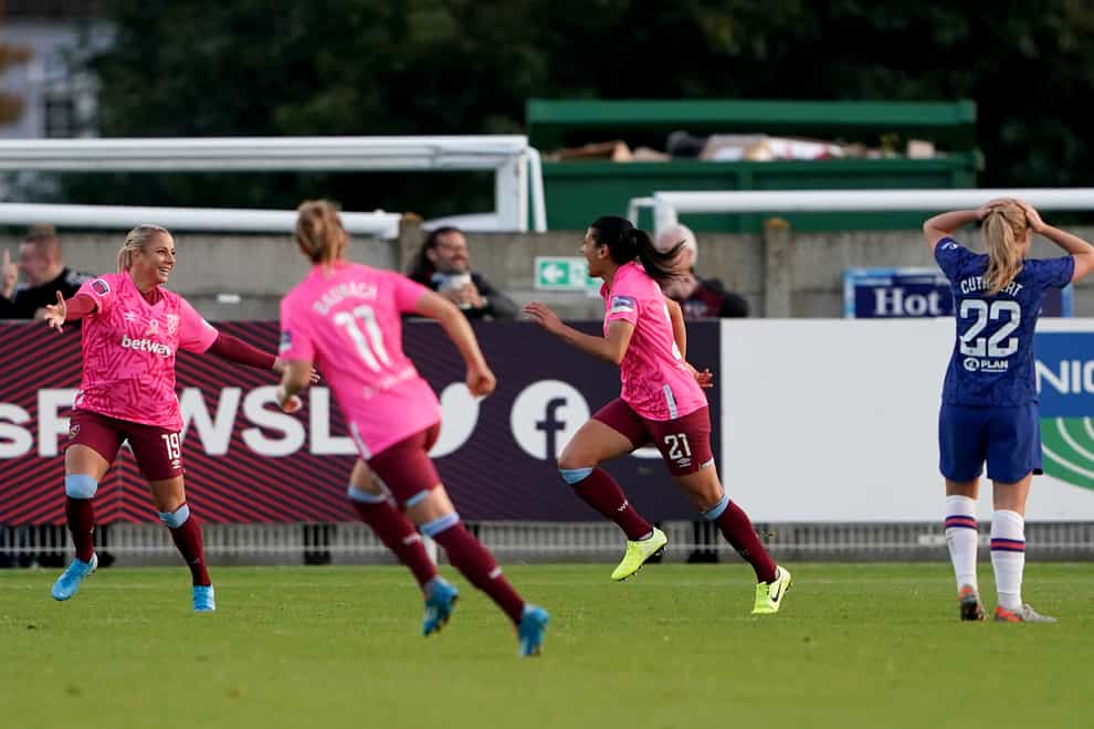 West Ham wore pink shirts against Chelsea to raise awareness of breast cancer (PA Images)