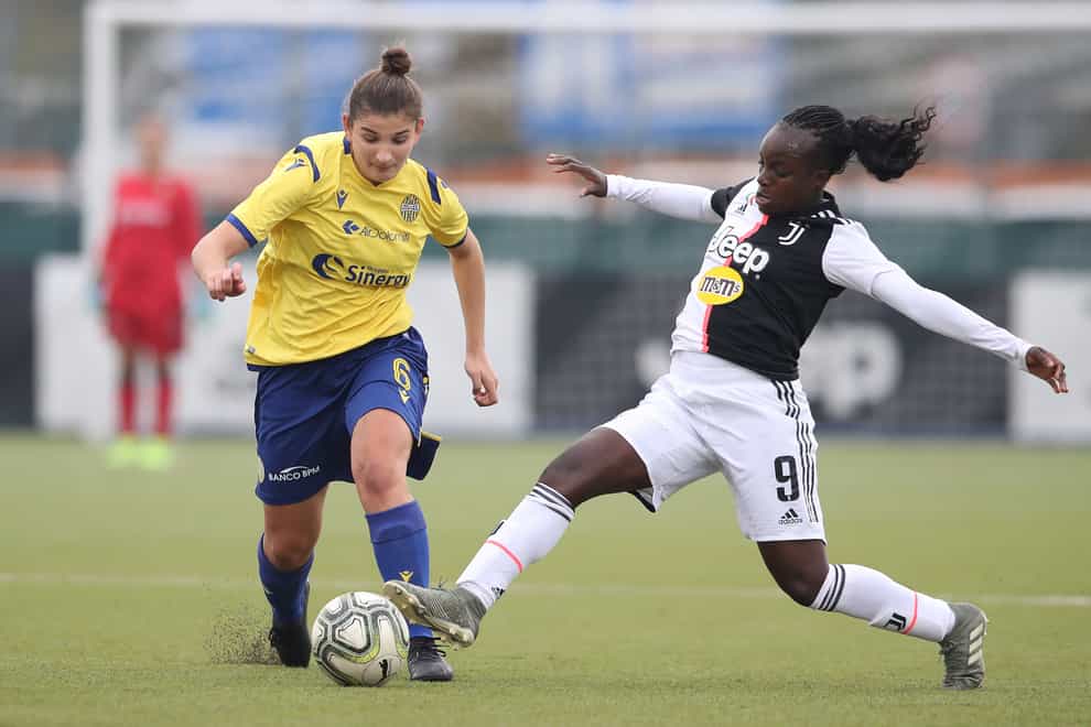Eniola Aluko (right) in action against Hellas Veronas at the Juventus Centre (PA Images)