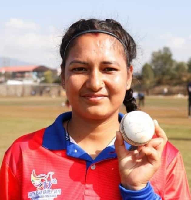 Anjali Chand wrote her name into the history books against the Maldives (twitter: @Nepal_Cricket)