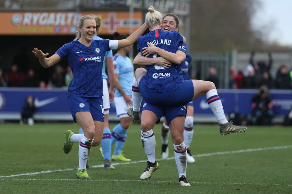 Chelsea celebrate their equaliser against Manchester City (PA Images)
