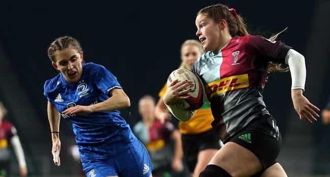 Jess Breach scored a hat-trick for Harlequins as they beat Leinster in an historic match at Twickenham (Twitter: Harlequins Women)