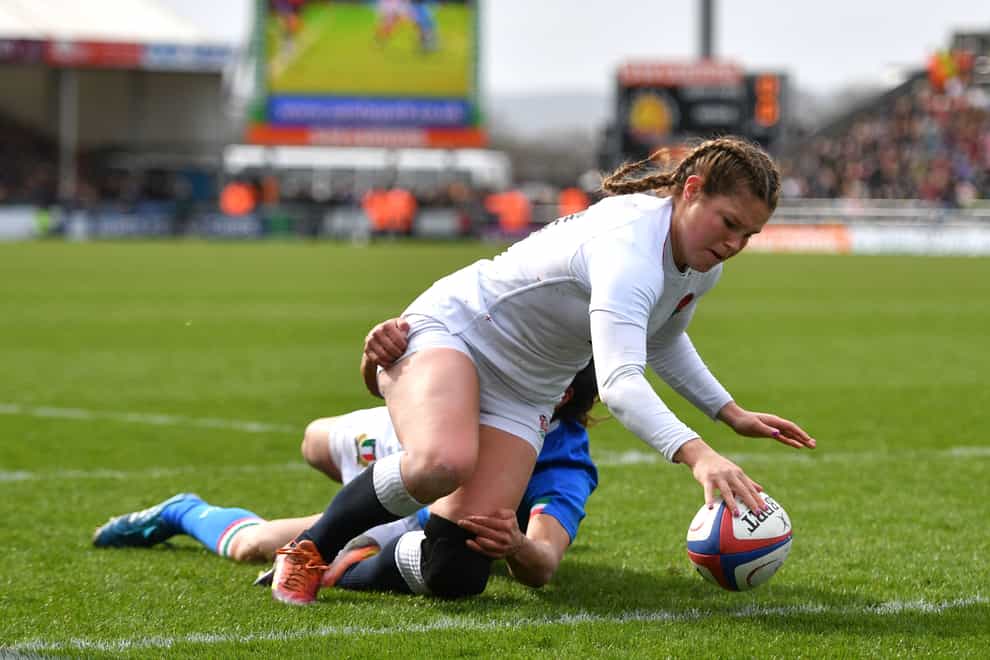 Breach scoring one of the nine tries she secured in the 2019 Six Nations (PA Images)