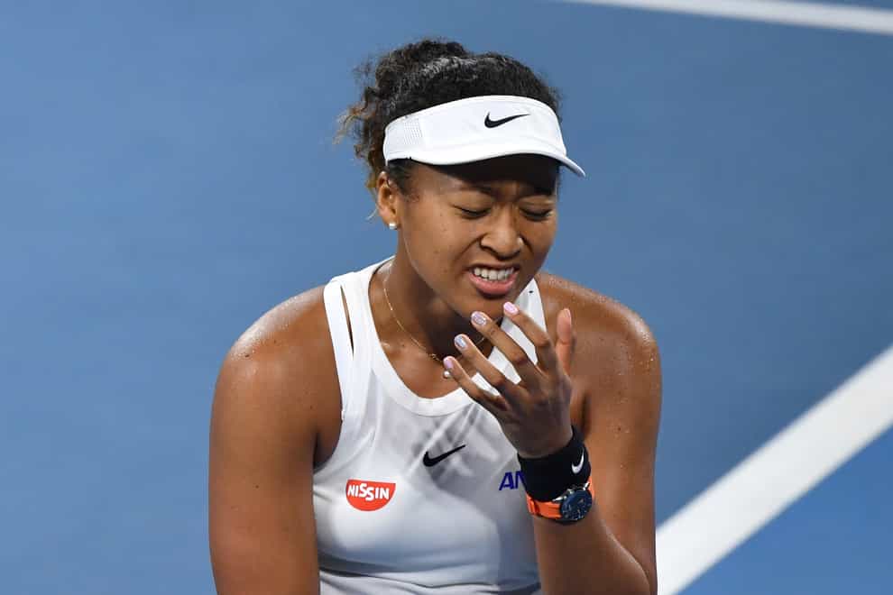 Osaka reacting to her defeat at the Brisbane International (PA Images)