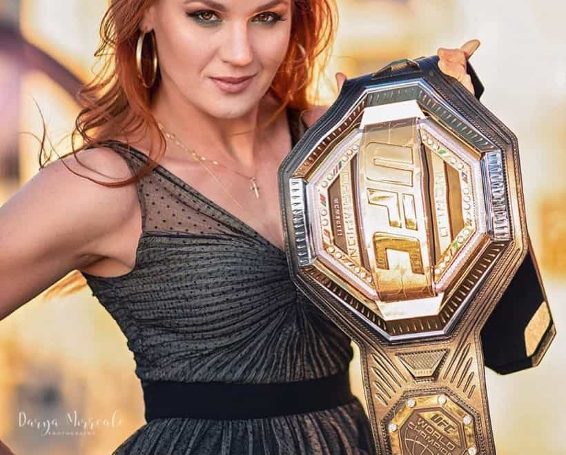 Valentina Shevchenko oozes class as she poses with her belt (Darya Morreale Photography)