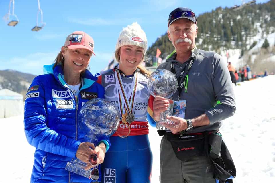 Mikaela Shiffrin with her mother Eileen and father Jeff (Twitter: @MikaelaShiffrin)