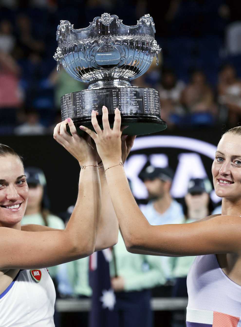 Mladenovic, right, says Babos, left, is her 'medicine' (PA Images)