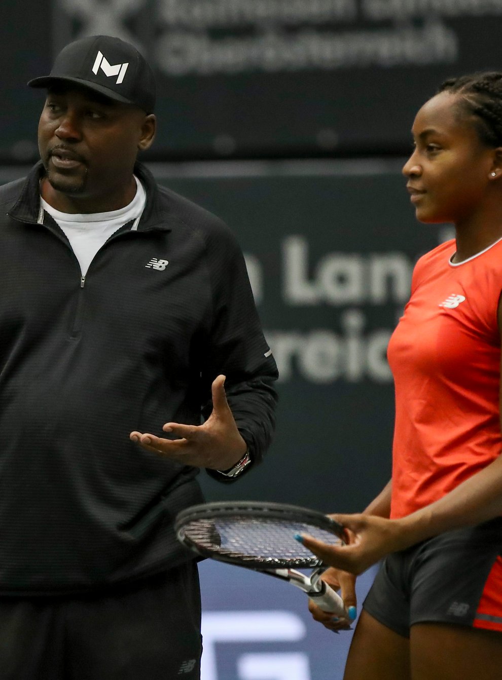 Corey Gauff oversees daughter Coco in a training session (PA Images)