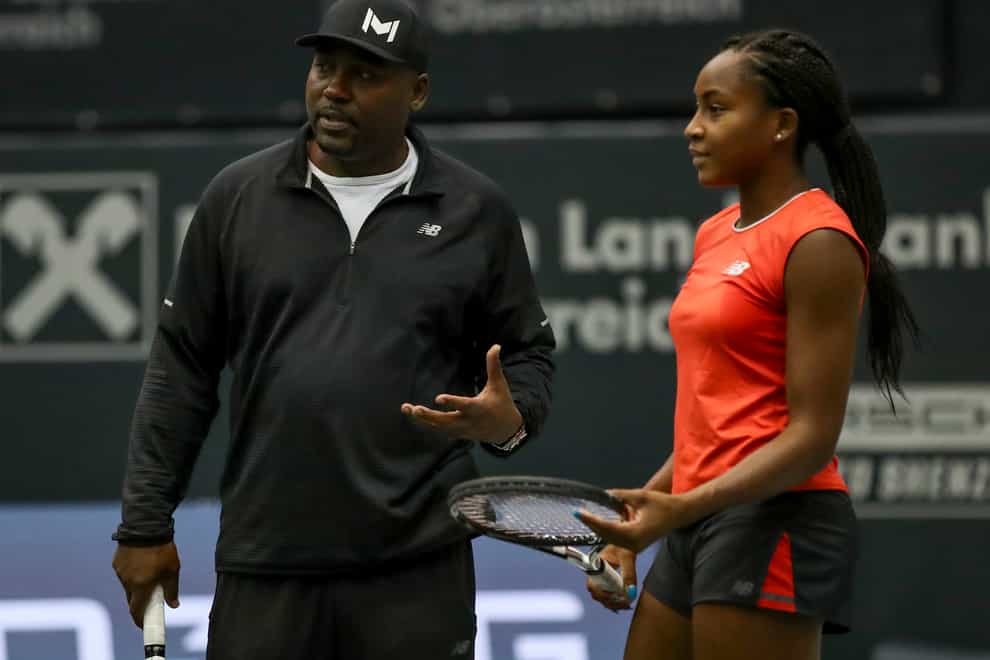 Corey Gauff oversees daughter Coco in a training session (PA Images)