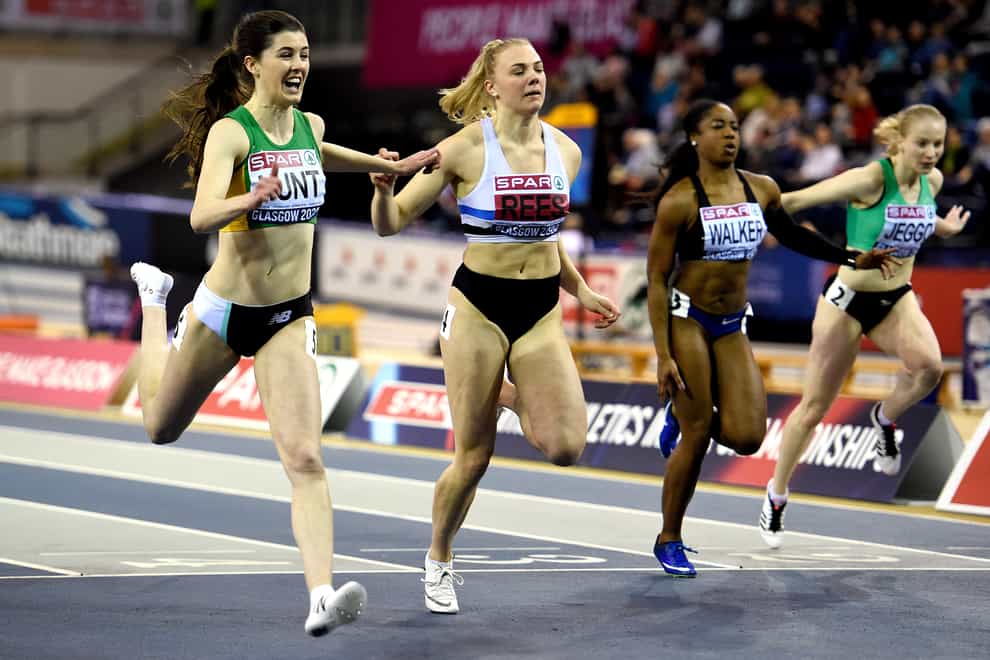 Amy Hunt (left) sealed 60m victory at the British Indoor Championships (PA Images)