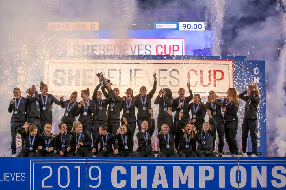 England lifted the SheBelieves Cup trophy 12 months ago (PA Images)