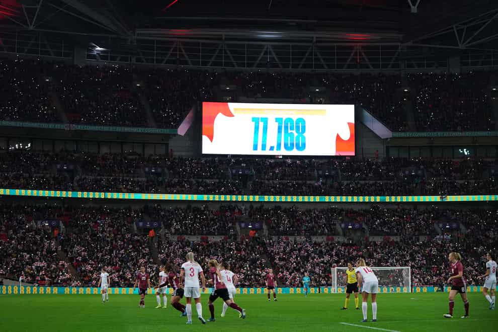The attendance at Wembley is highlighted as England played Germany in November