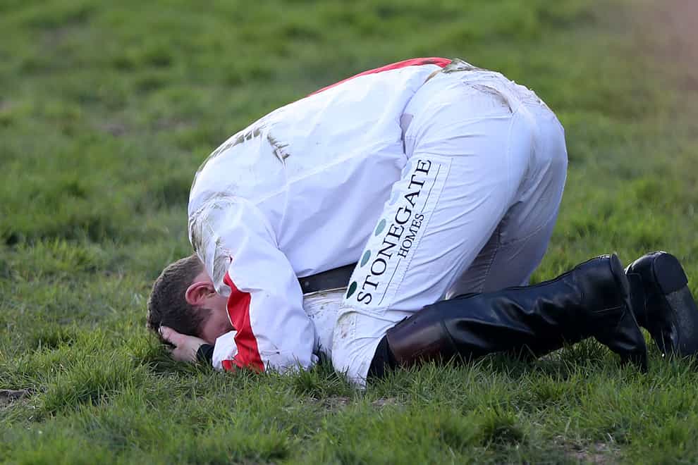Moore was visibly gutted after his fall at Cheltenham (PA Images)