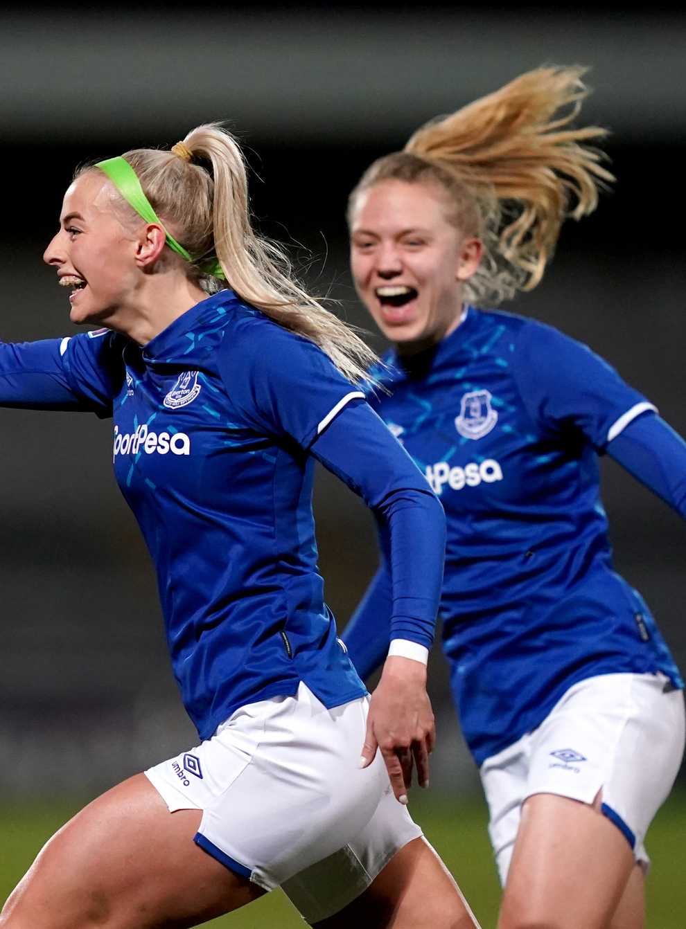 Everton's Chloe Kelly celebrates scoring her side's first goal of the game against Spurs in February (PA Images)