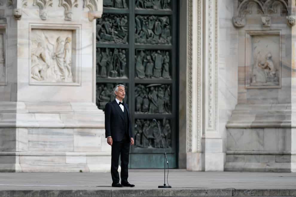 Bocelli performed to an empty Duomo di Milano (PA Images)