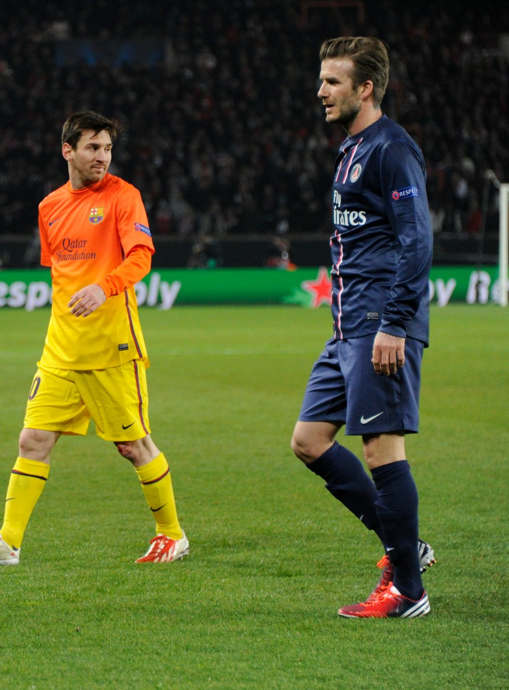 Beckham played against Messi for PSG in the latter stages of his career (PA Images)