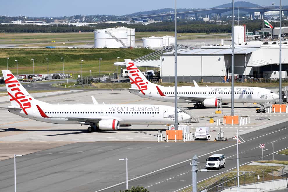 Grounded Virgin Australia flights at Brisbane airport (PA Images)