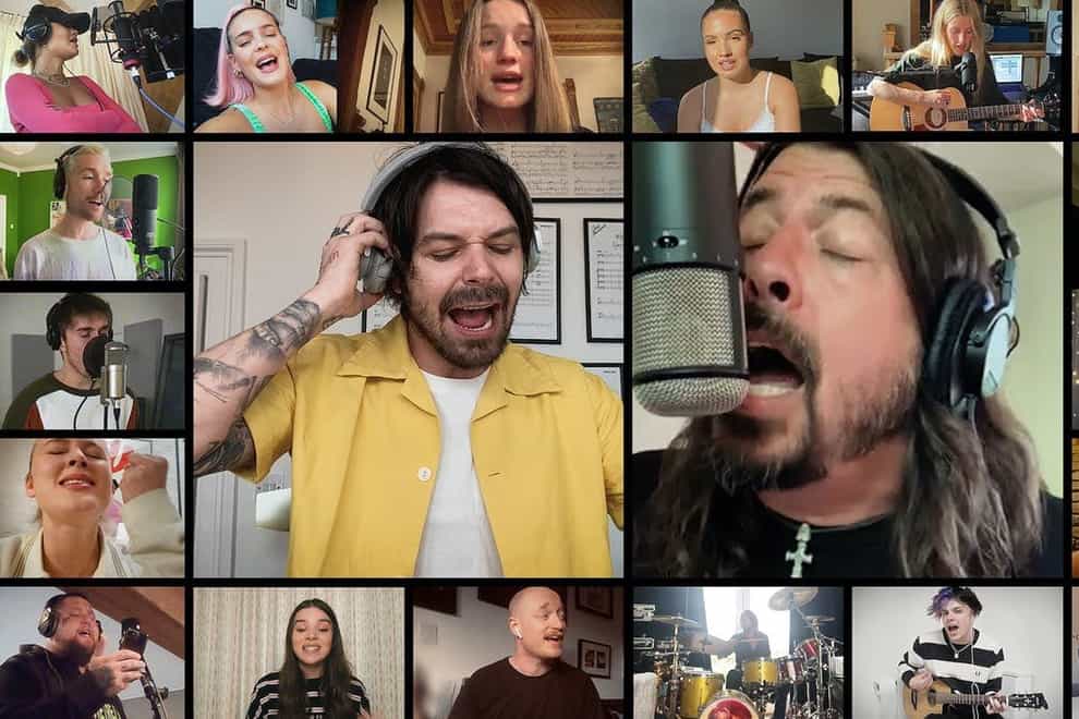 Dave Grohl and other famous faces in 'Times Like These' at the event last night (Twitter: Dan Renak)