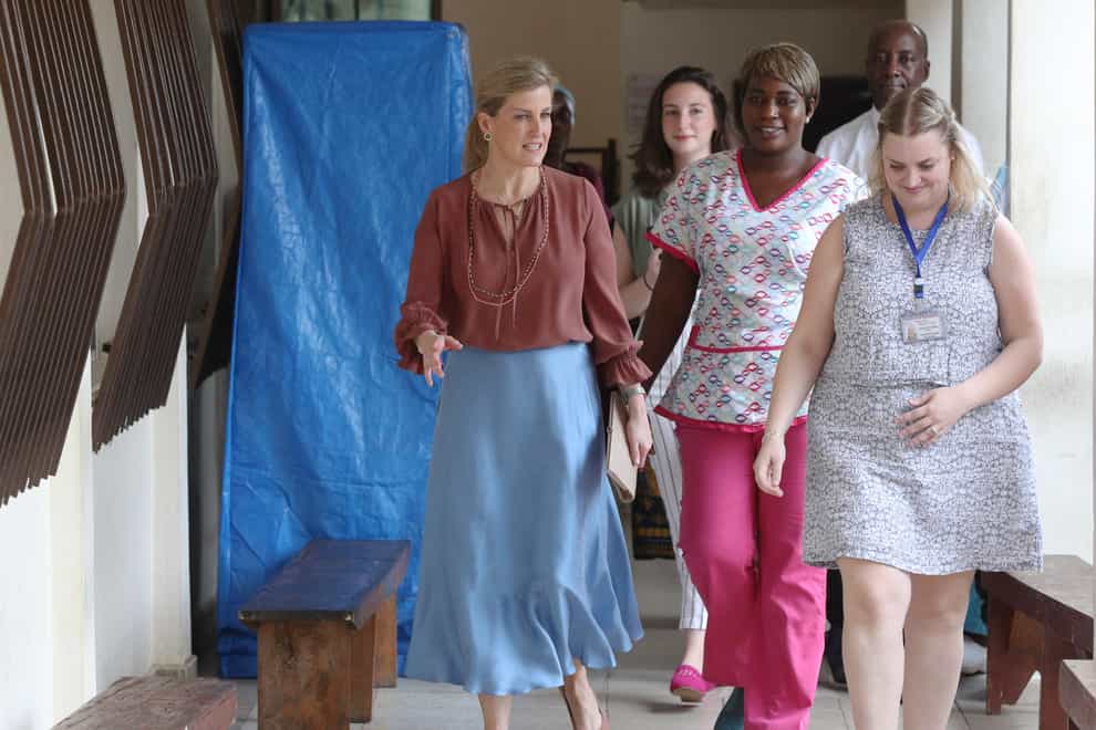 The Countess of Wessex on  a visit to a women's hospital centre during her trip to Sierra Leone in January (PA Images)