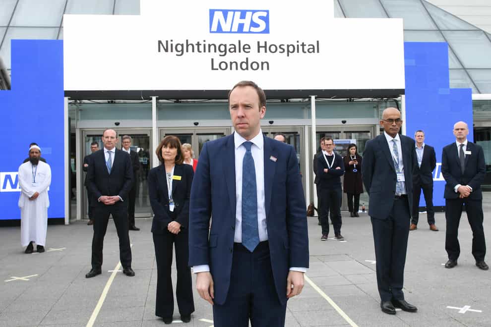 Health Secretary Matt Hancock at the opening of the NHS Nightingale Hospital in London (PA Images))