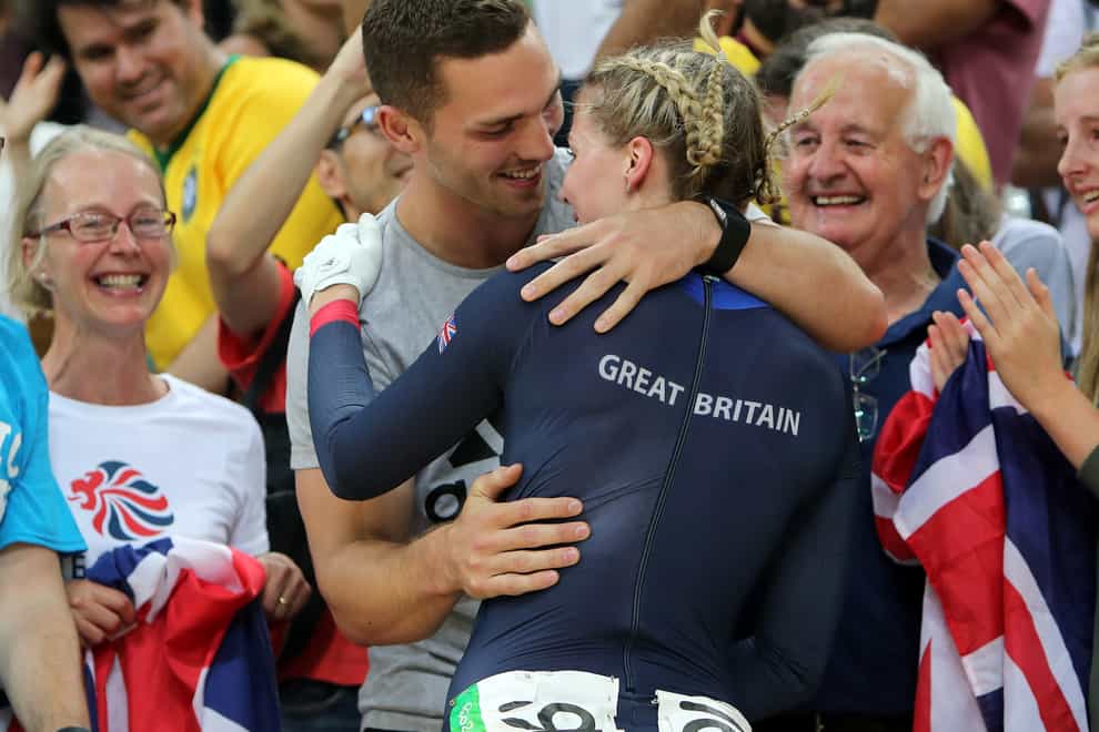 Former GB cyclist Becky North with husband George, who plays rugby for Wales (PA Images)