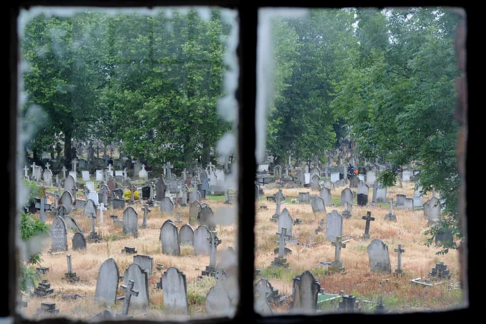 Kensal Green Cemetery as seen through a window (Ian Ncholson/PA)