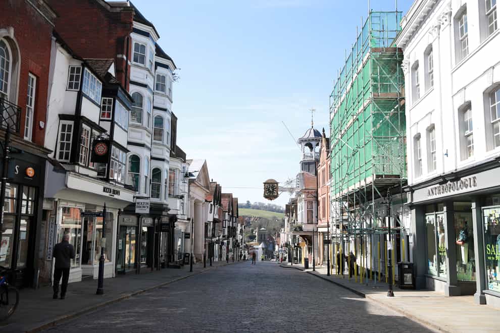 An empty high-street in Guildford