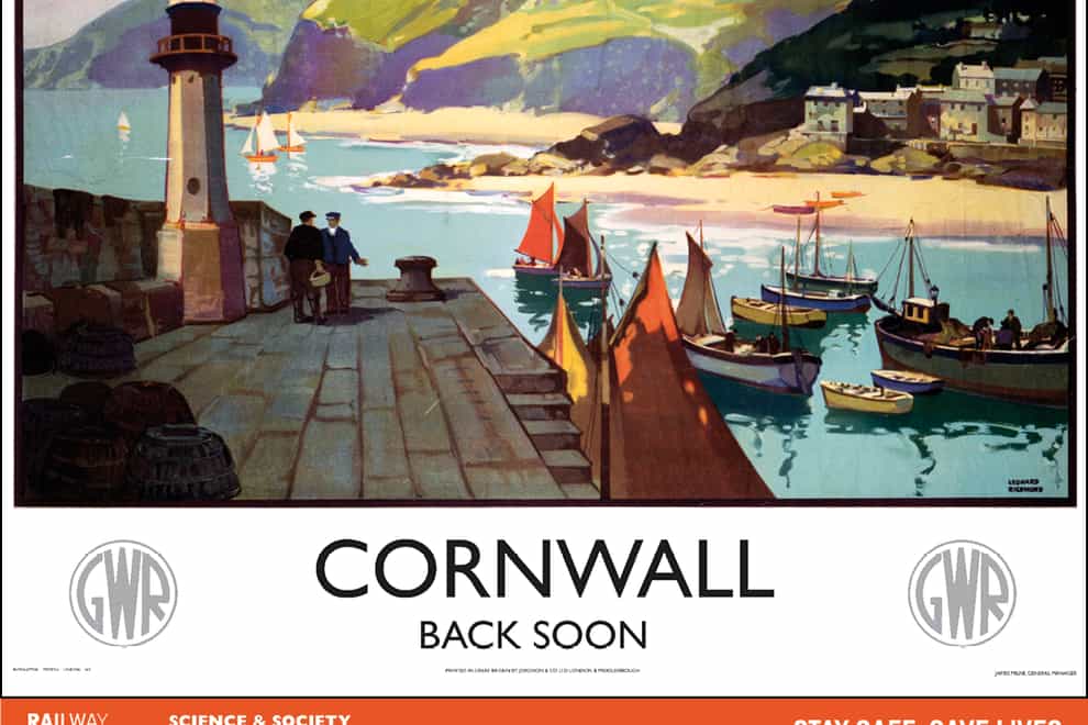 Vintage railway posters have been redesigned to encourage tourists to delay visits to UK holiday destinations (National Railway Museum/Science and Society Picture Library/PA)