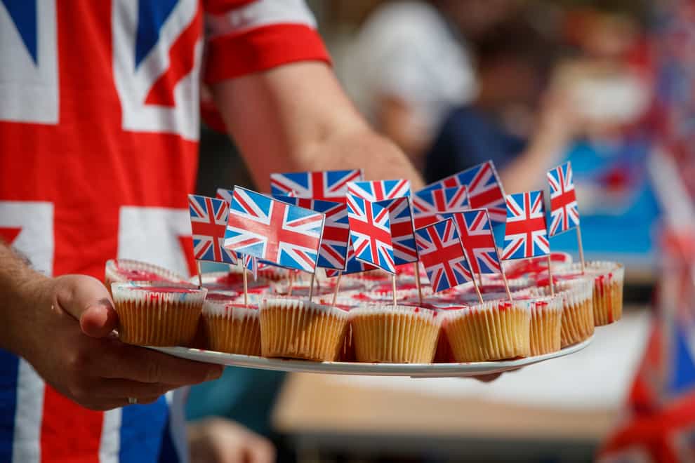 Union Flag cupcakes at Breadsall Primary School in Derby during a VE Day lunch party (PA mages)