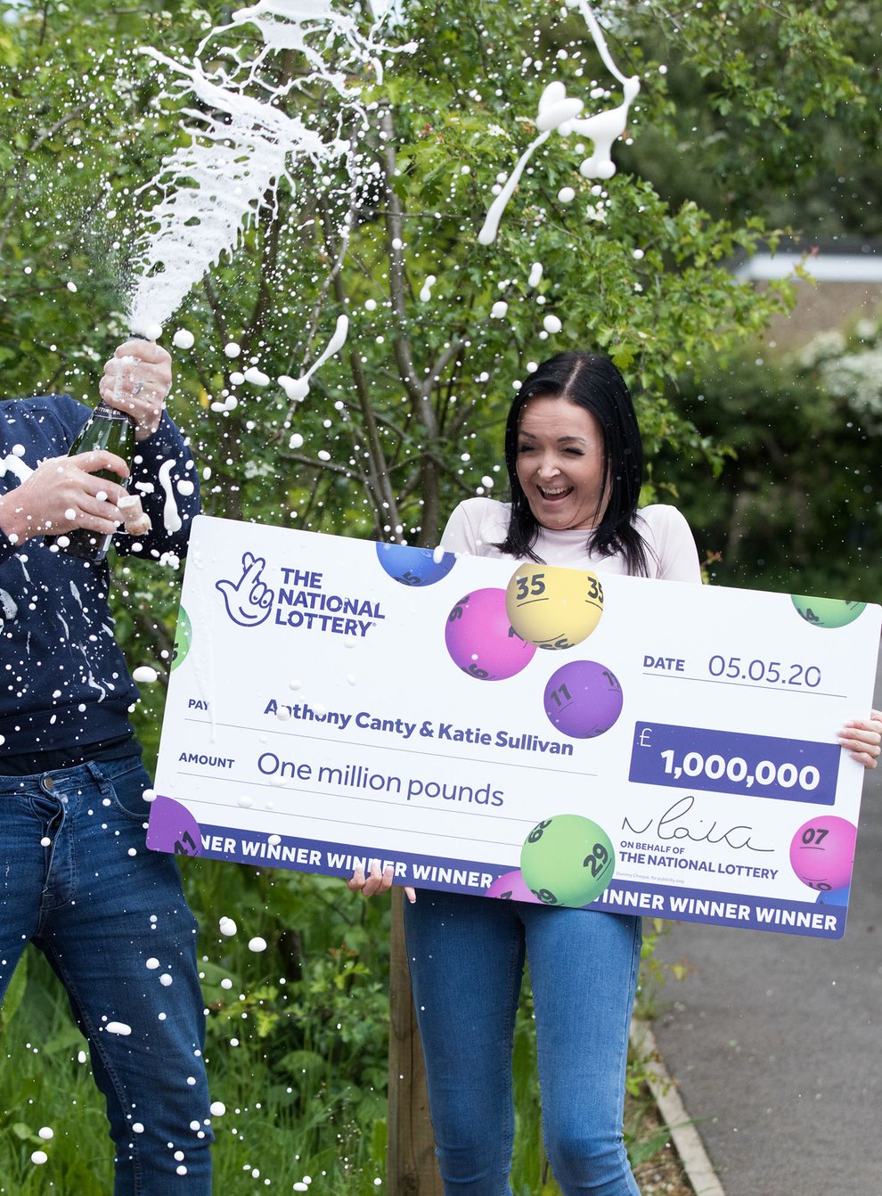 Anthony Canty, 33, celebrates his £1 million Lottery win