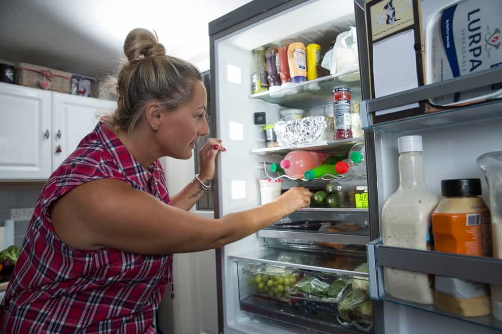 A woman using a hi-tech fridge and freezer