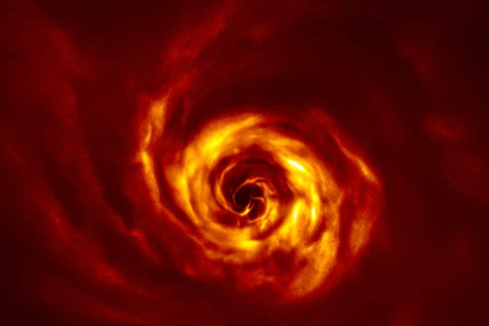 The disc around the young AB Aurigae star featuring a 'twist', which marks the spot where a new planet is being formed