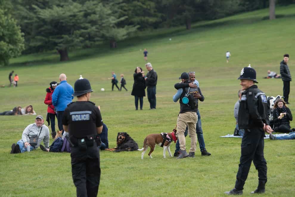 Police monitor people at Wollaton Park