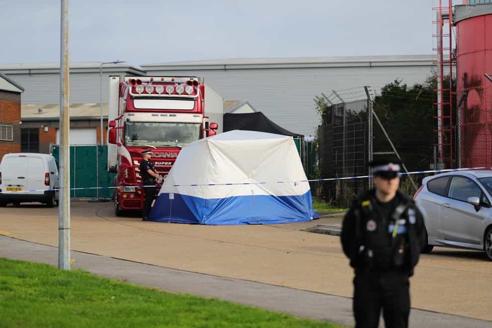 Police at the Waterglade Industrial Park in Grays, Essex