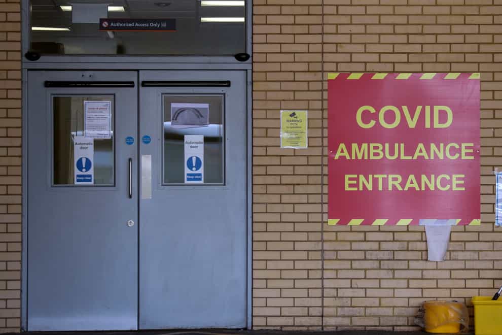 The Covid ambulance entrance at Frimley Park Hospital in Surrey (Steve Parsons/PA)