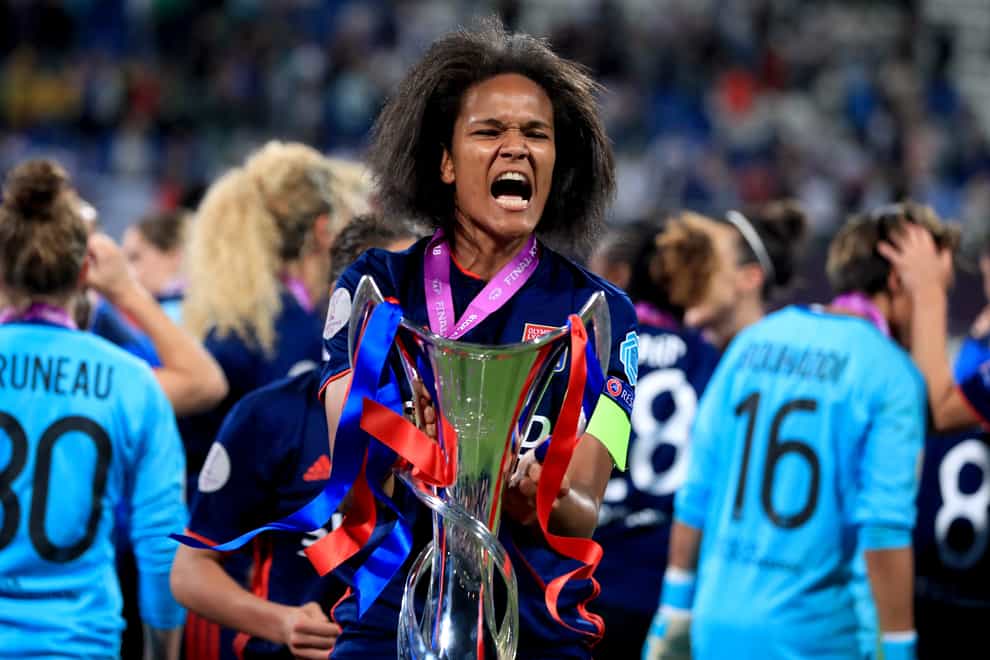 Lyon's Wendie Renard with the Champions League trophy
