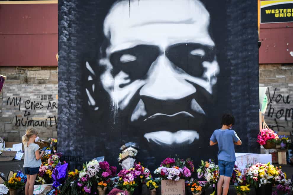 The memorial site where George Floyd died in Minneapolis police custody on May 25