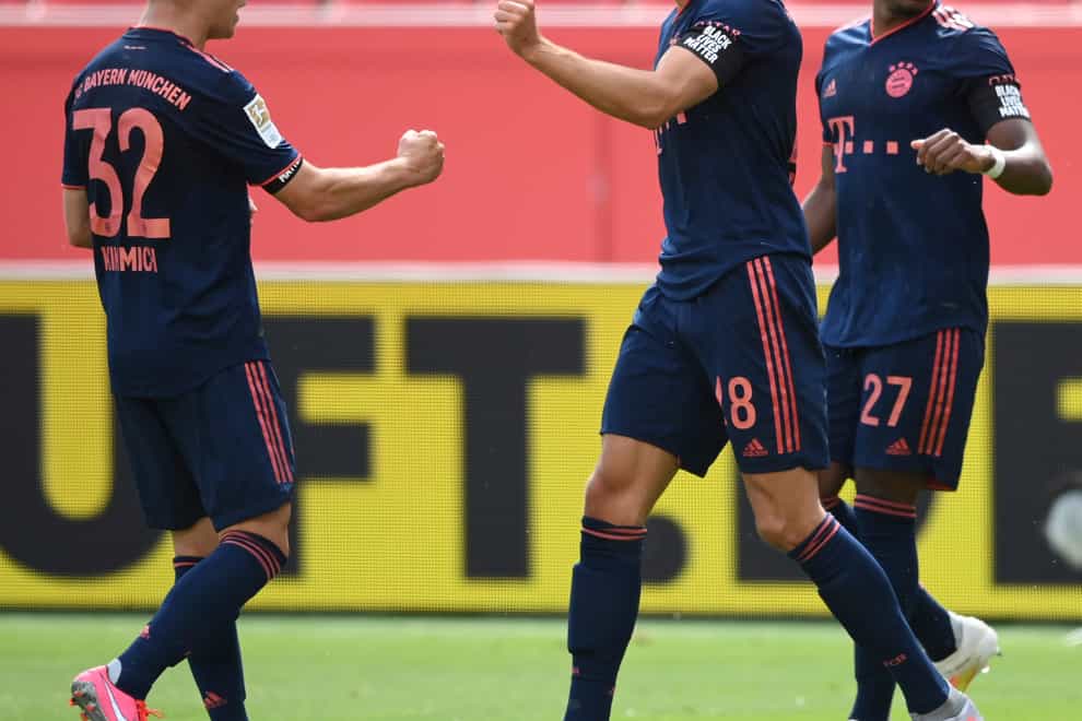 Leon Goretzka celebrates putting Bayern Munich ahead