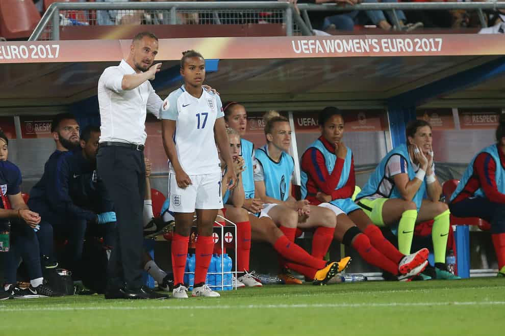 Ex-England boss Mark Sampson with Parris in Euro 2017