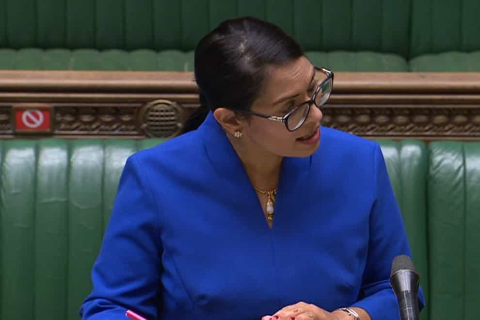 Home Secretary Priti Patel giving a statement in the House of Commons