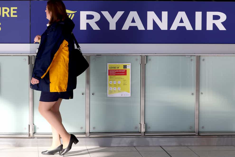 Ryanair has branded Government guidelines urging airline passengers to check in all their luggage as 'rubbish' (Brian Lawless/PA)