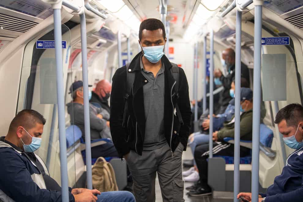 Face coverings became mandatory on public transport in England on Monday (Victoria Jones/PA)